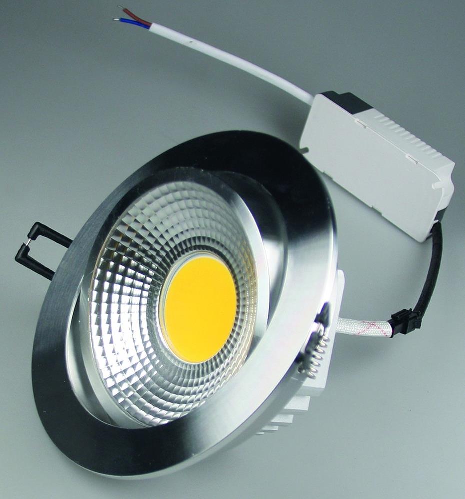 LED-Einbauleuchte ''COB-10'', 10W, 600lm, 3000K, 95°, Ø140xT47mm,chrom