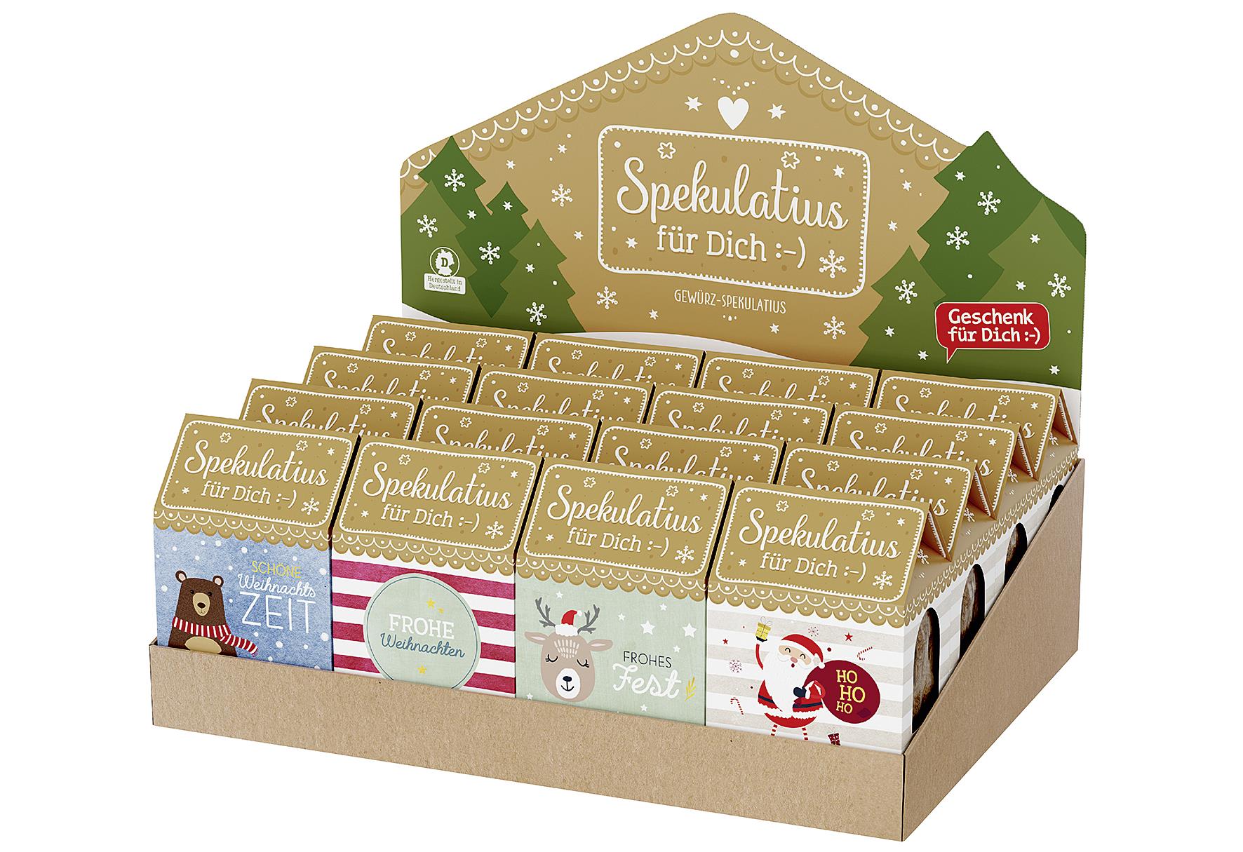 LA VIDA Spekulatius 'Weihnachtsgrüße' 16er Display 4fach sortiert 100 g