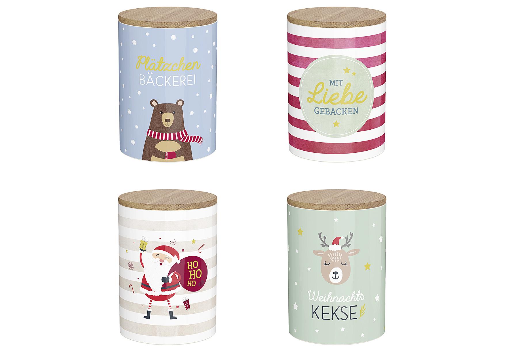 LA VIDA Vorratsdose 'Weihnachtsgrüße' 8er Display 4fach sortiert