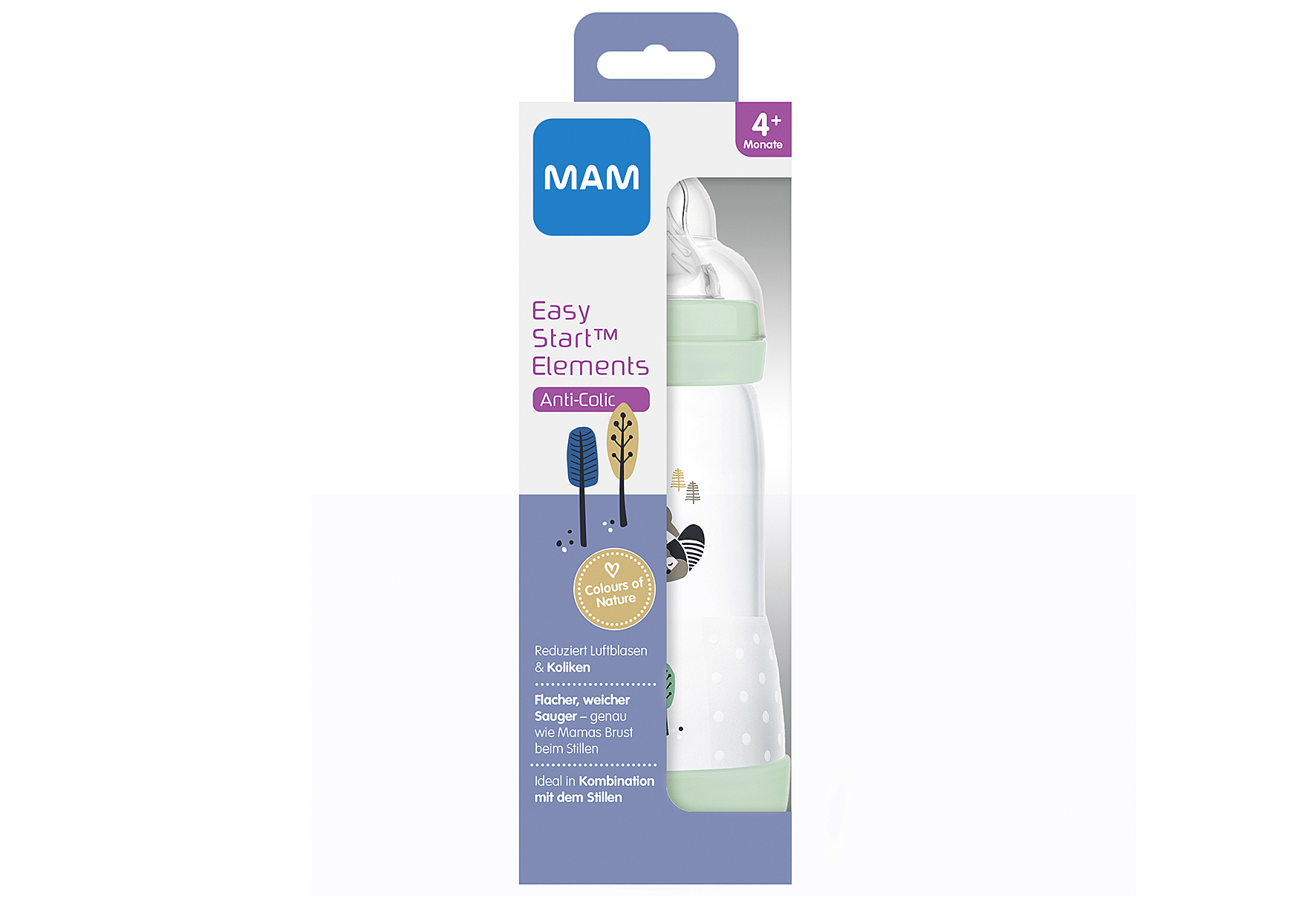 MAM Babyflasche Easy Start Anti-Colic Elements 'Waschbär'