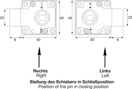 Aufschraubschloss Dornmaß 25 mm links / rechts verschiedenschließend BMB