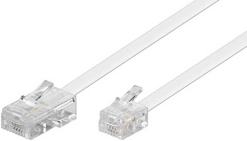 Modularanschlußkabel 4-polig bele. 8P4C Stecker-6P4C Stecker, 6m weiß