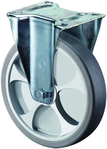 Bockrolle D.100mm Trgf.110kg thermopl.Ku.Platte L104xB80mm BS ROLLEN