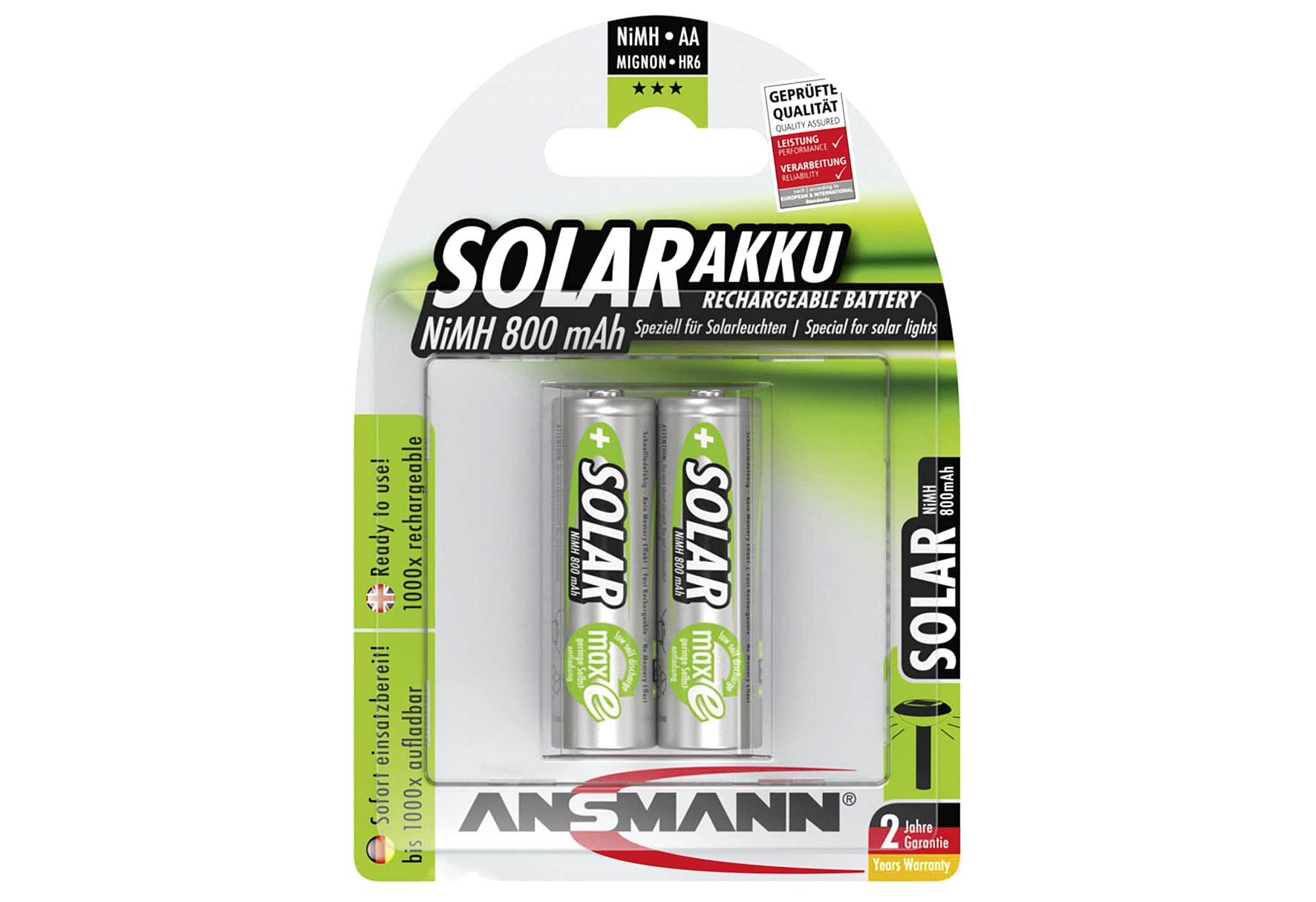 ANSMANN AKKU NiMH Solar AA 800mAh 2er Bl NiMH Akku