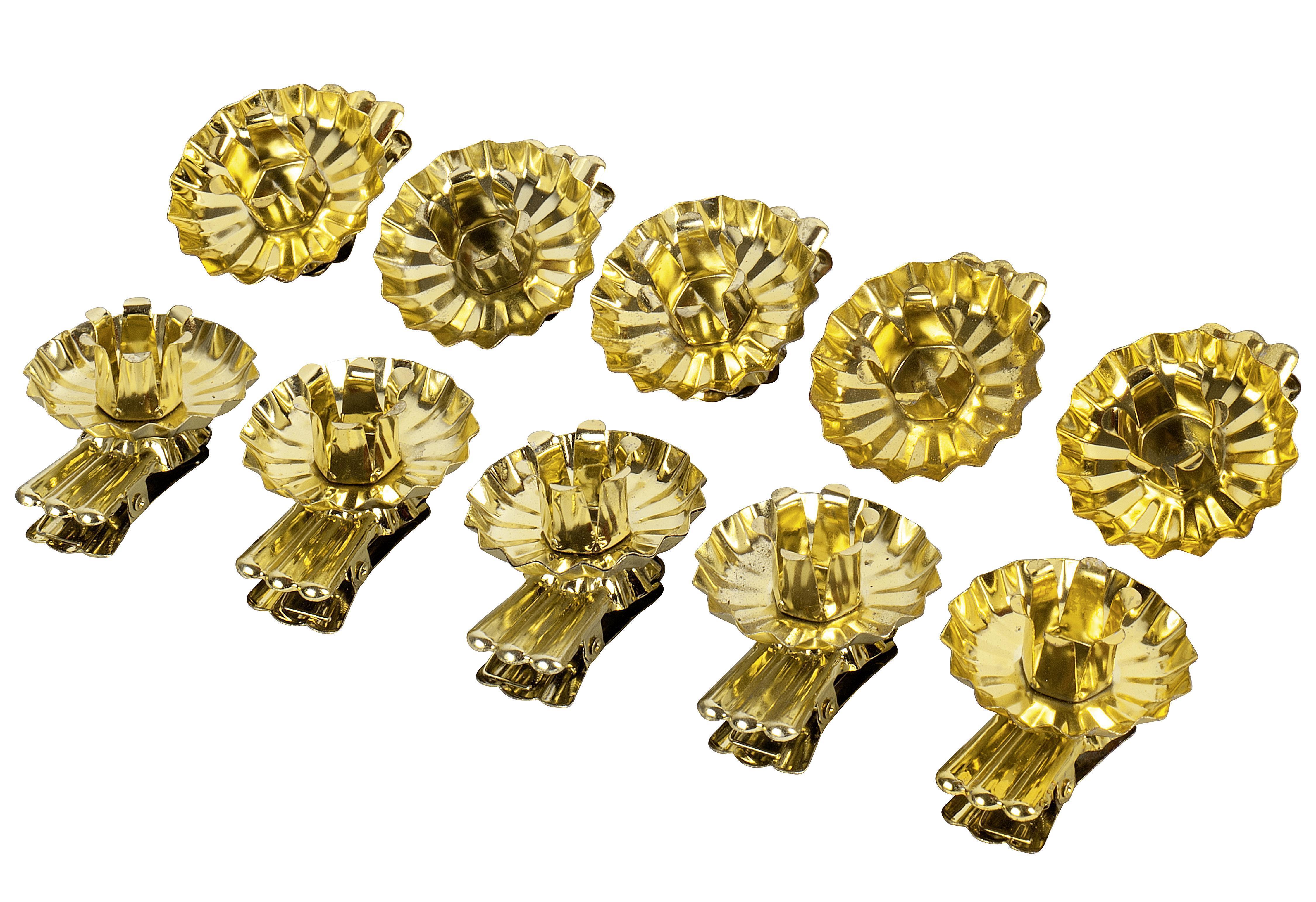 10St. Baumkerzenhalter 4cm gold