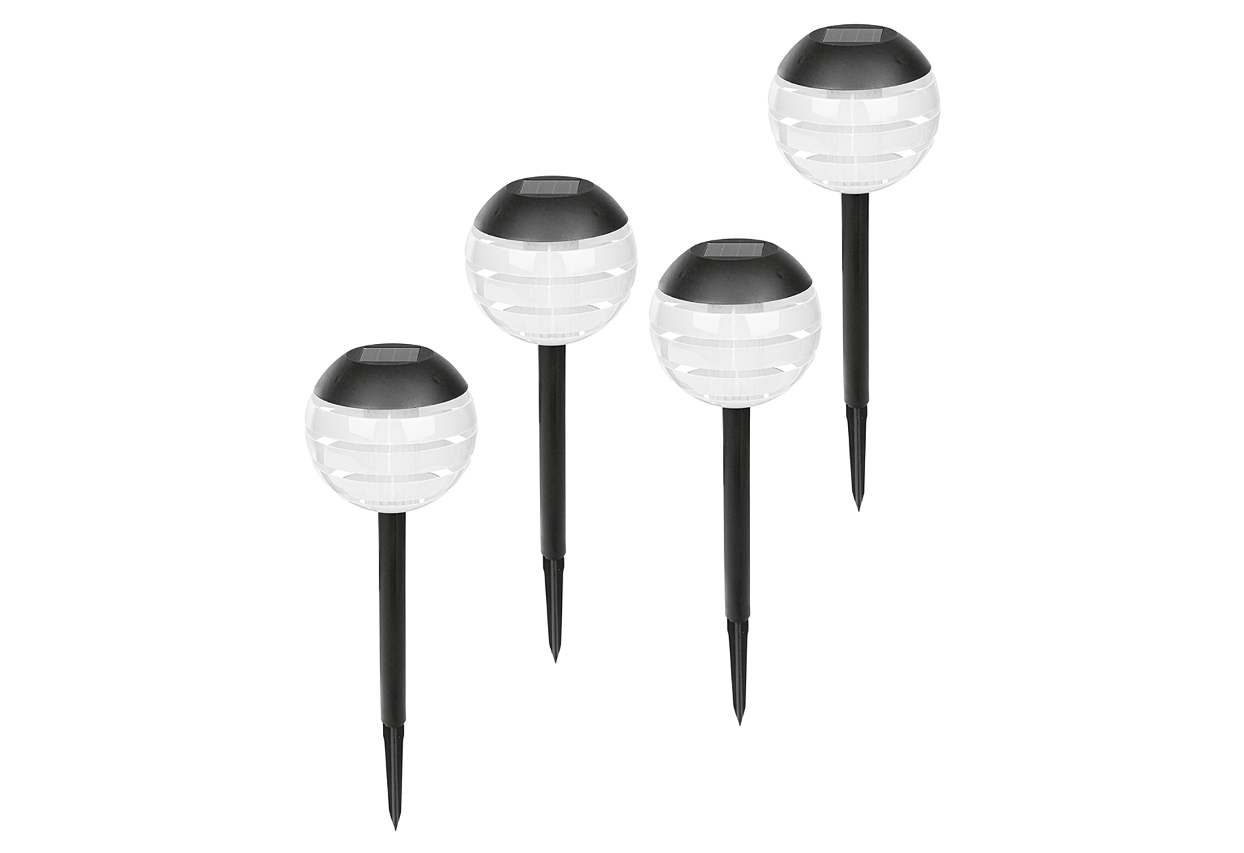 HI LED Solarlampe mit Erdspieß 4er Set, inkl. Akku 4x Mignon, AA, HR6, 1,2 V
