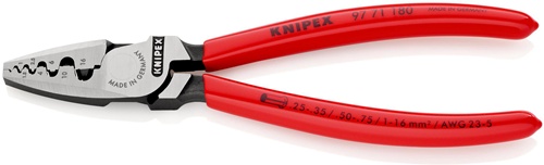 Aderendhülsenzange L.180mm 0,25-16,0 (AWG 23-5) mm² pol.Ku.-Überzug KNIPEX