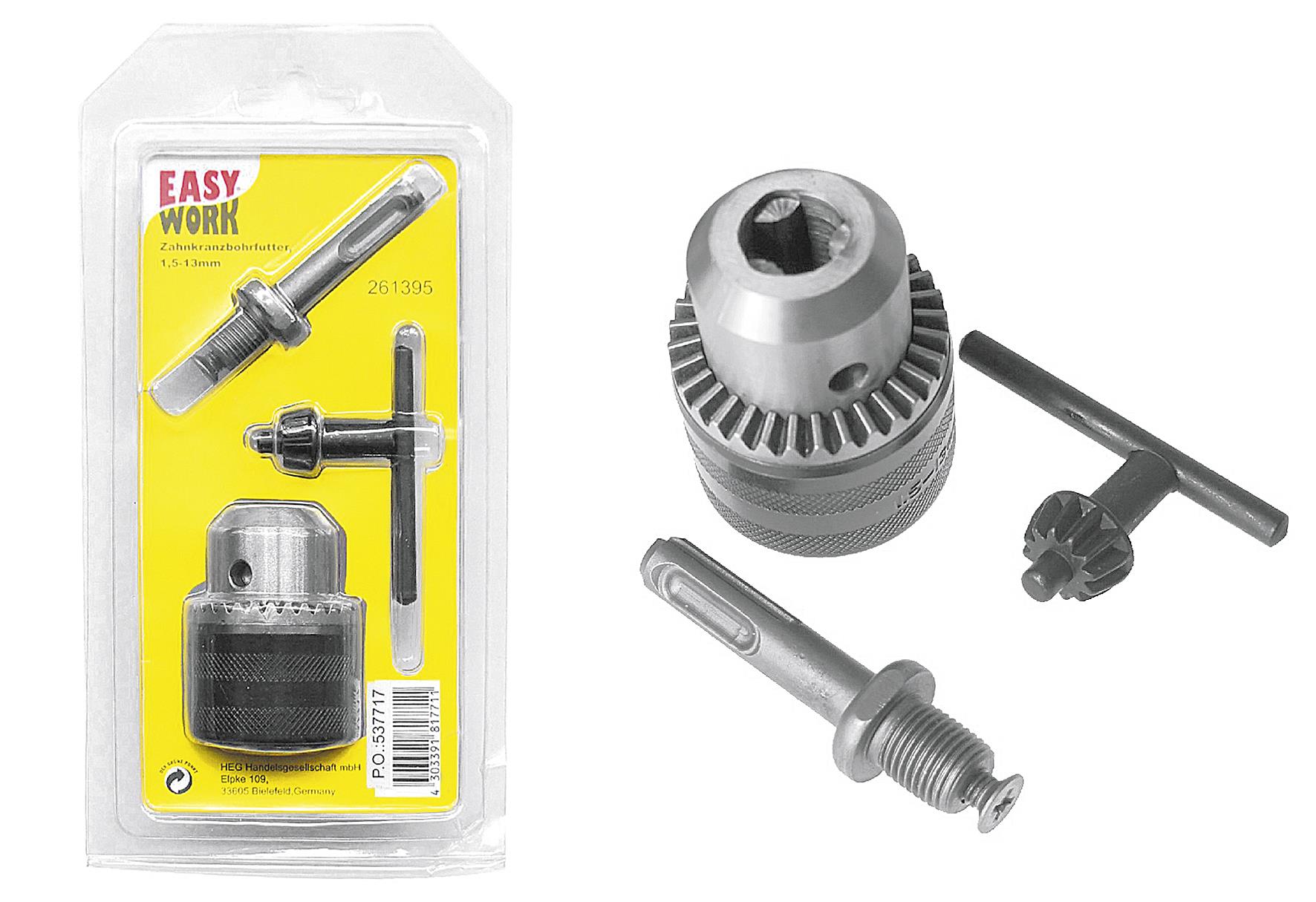 EASY WORK Zahnkranzbohrfutter 1,5 - 13 mm mit SDS Adapter