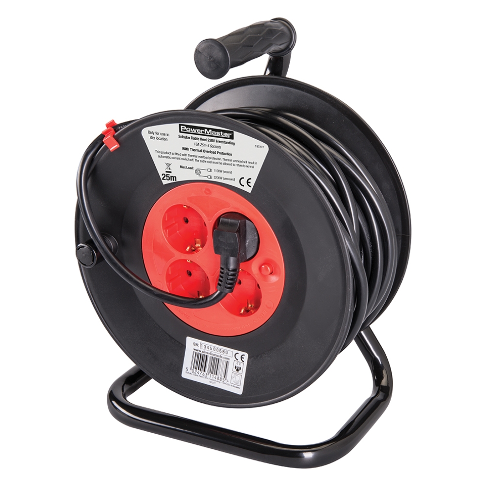 Powermaster - Europäische Schuko-Kabeltrommel, Steckertyp F, 230 V