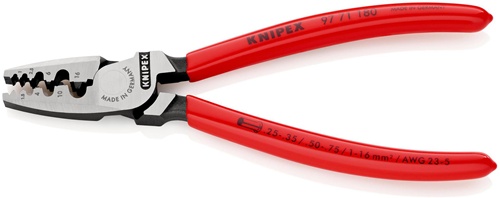 Aderendhülsenzange L.180mm 0,25-16,0 (AWG 23-5) mm² pol.Ku.-Überzug KNIPEX