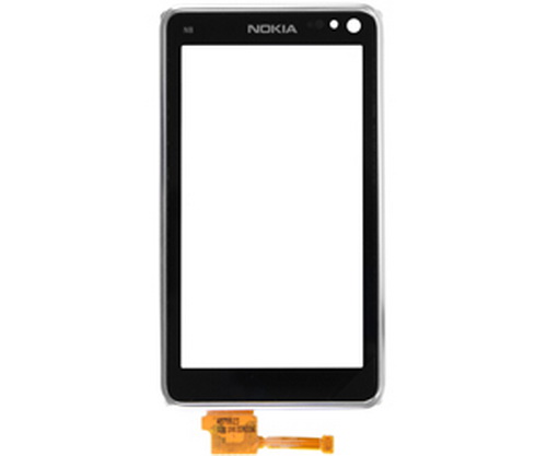Nokia N8-00 Oberschale mit Touch Einheit Silber/weiß