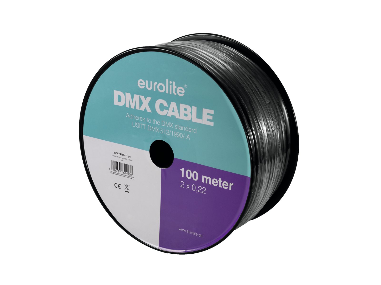 EUROLITE DMX Kabel 2x0,22 100m sw