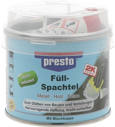 2K-Füllspachtel prestolith® plastic ocker,Härter rot 250g Dose PRESTO
