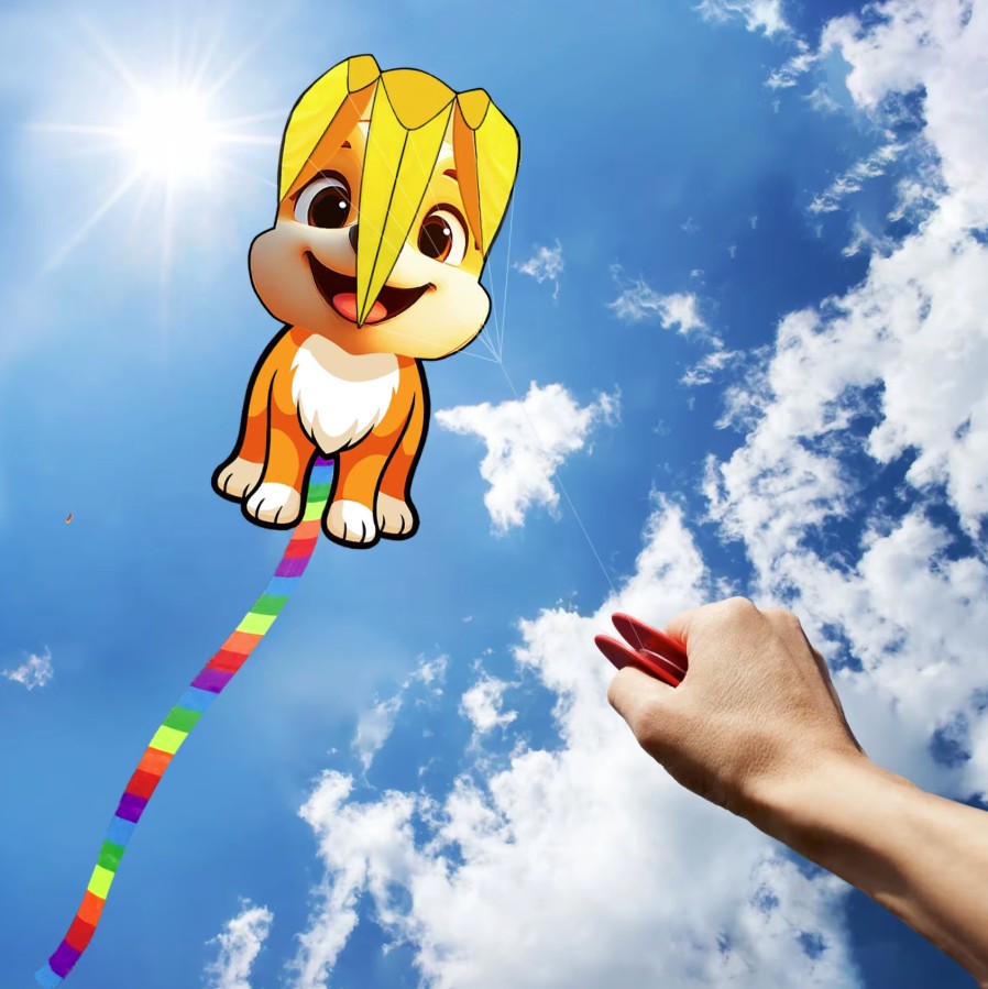 Bdt Softkite, Drachen, Einleiner  für Kind und Erwachsene *Dog* inkl. 30m Leine, 76x132cm+ ca. 6m Schwanz