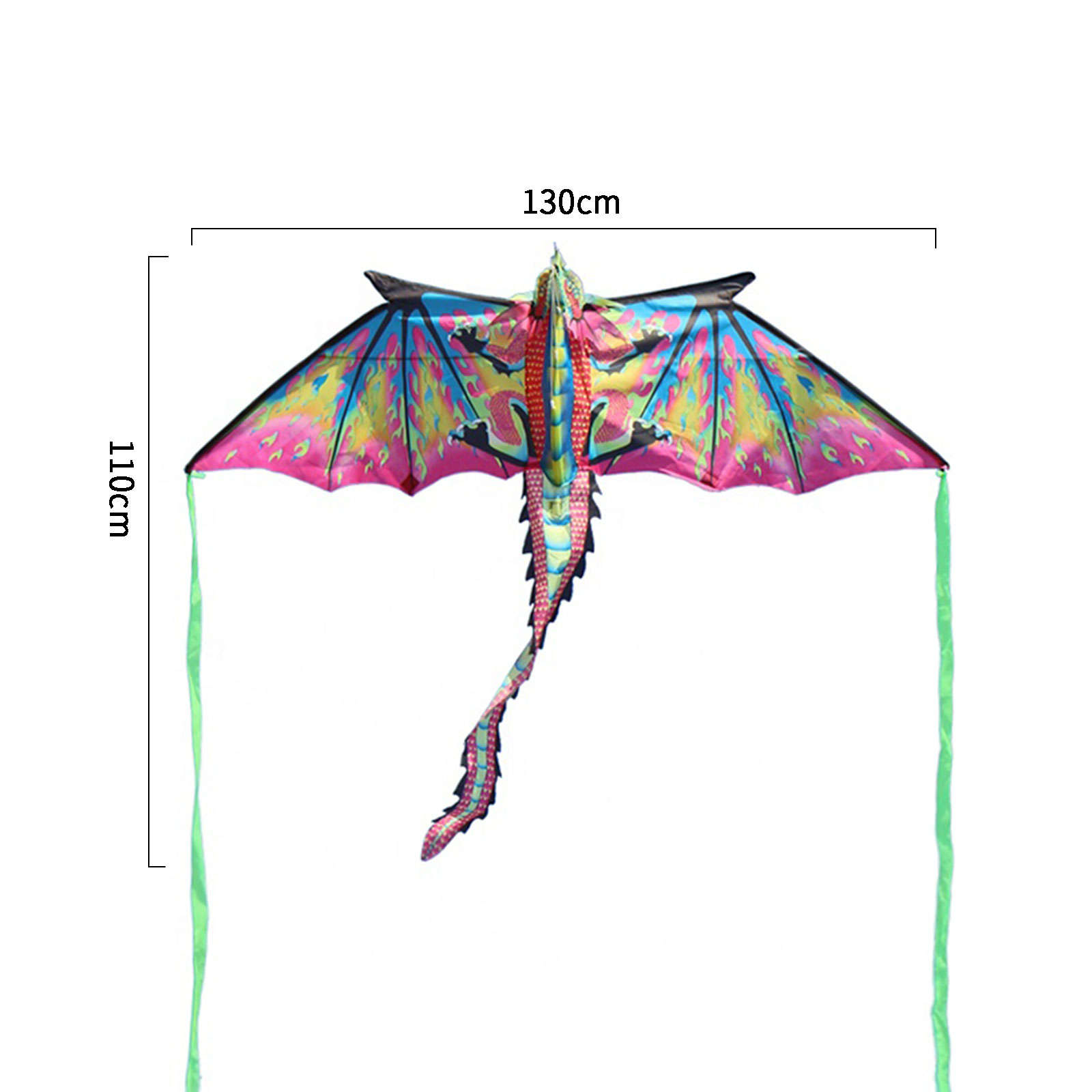 Bdt Drachen, Einleiner, Kite für Kind und Erwachsene *Phönix* inkl. 30m Leine 130x110cm