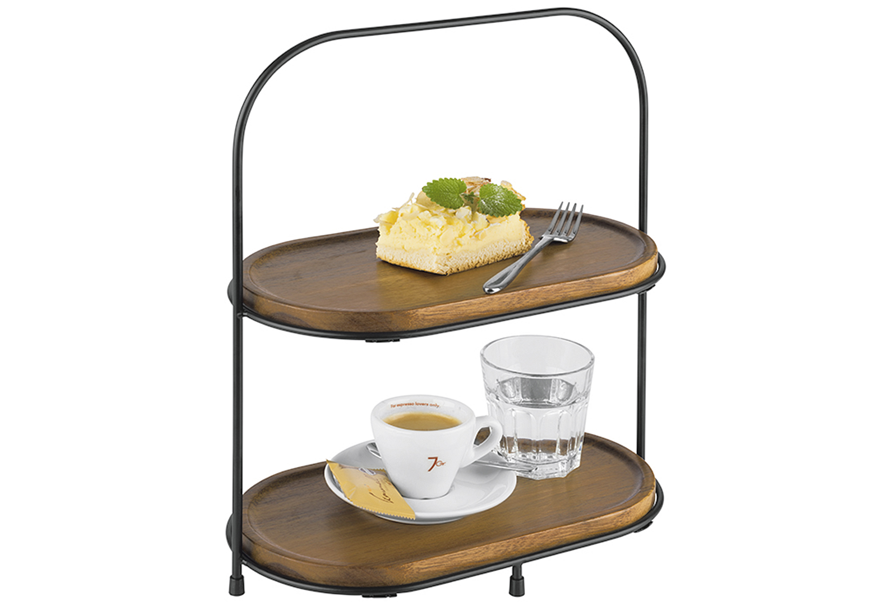 APS Etagere 2-stufig 5-teilig 1 Gestell, 2 Metallkörbe, 2 Holzbretter