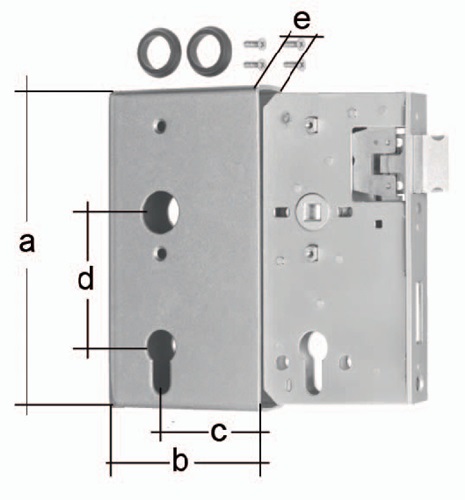 Schlosskasten DIN links / rechts Maß A172xB94xC60 mm Maß E 40 mm Dornmaß 60 mm GAH