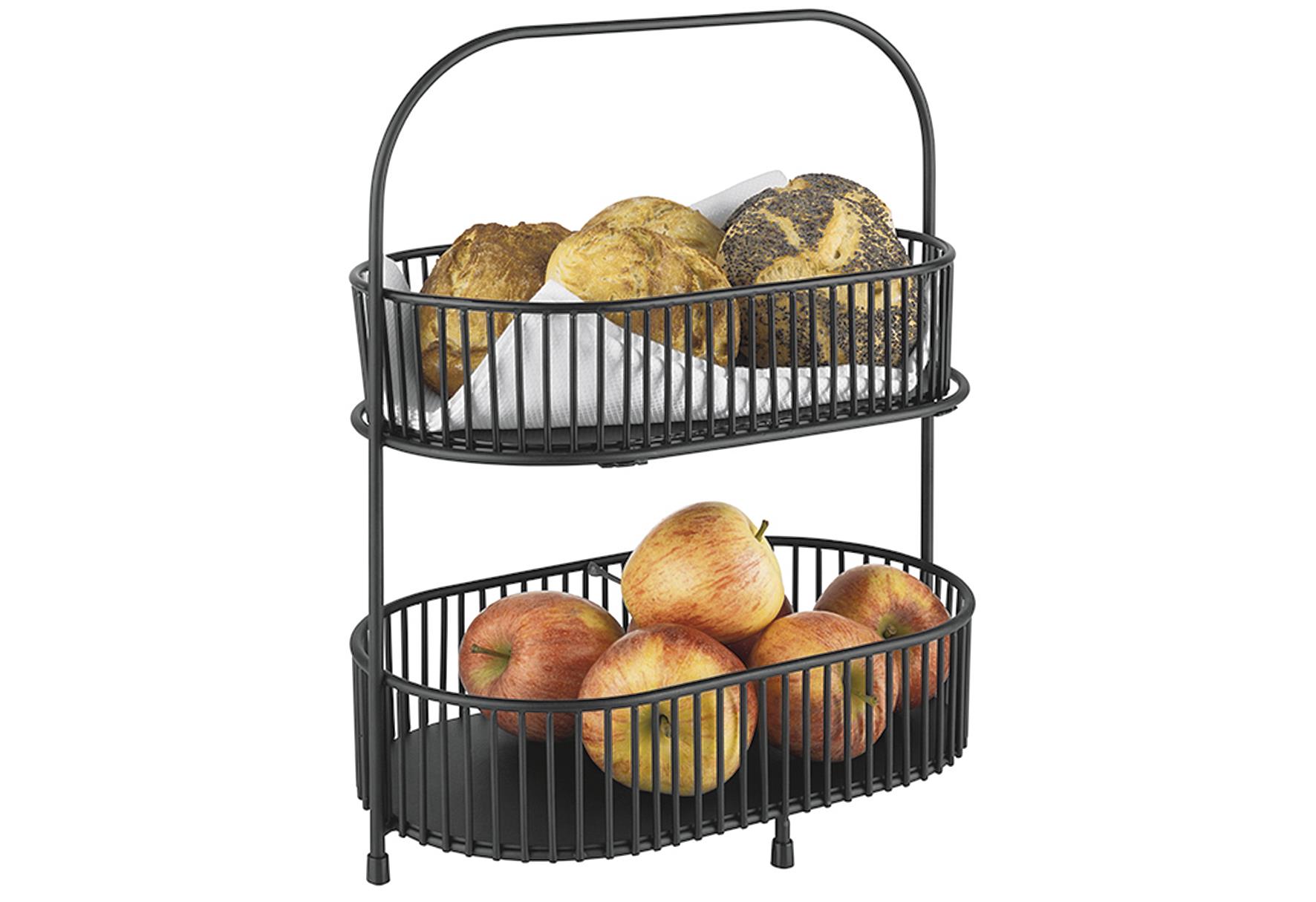 APS Etagere 2-stufig 5-teilig 1 Gestell, 2 Metallkörbe, 2 Holzbretter