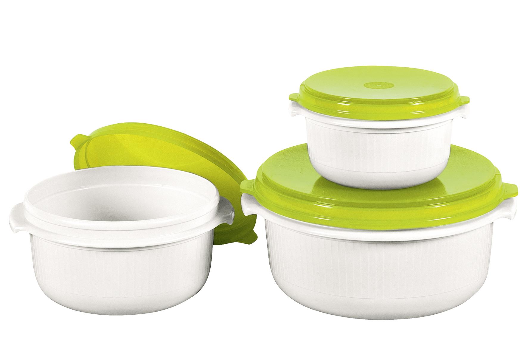 EMSA Topf-Set 'Micro Family' Starter-Set 3-teilig: 0,5 l, 1 l, 1,5 l, jeweiß mit Deckel