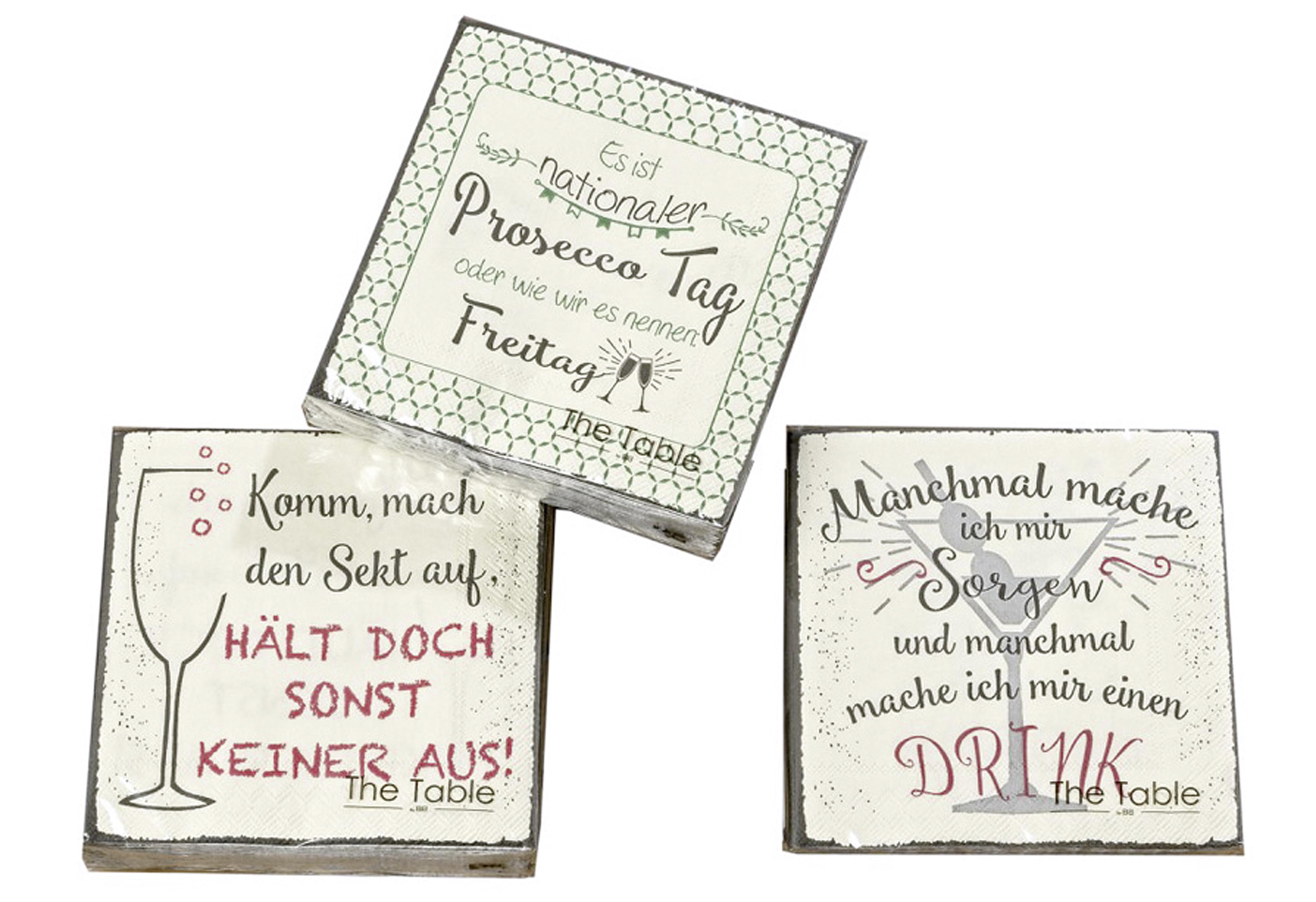 Cocktailservietten Drink 3fach sort. 25x25 cm - VPE: 12