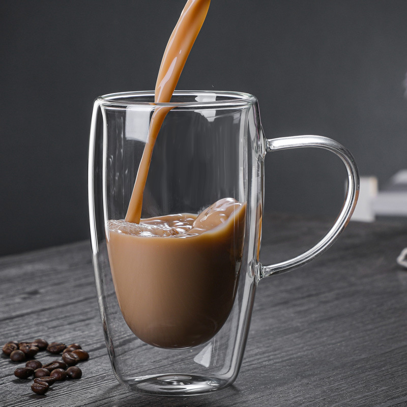 Bdt Doppelwandige Thermoglastasse Tasse, Borosilikatglas, 450 ml, spülmaschinengeeignet