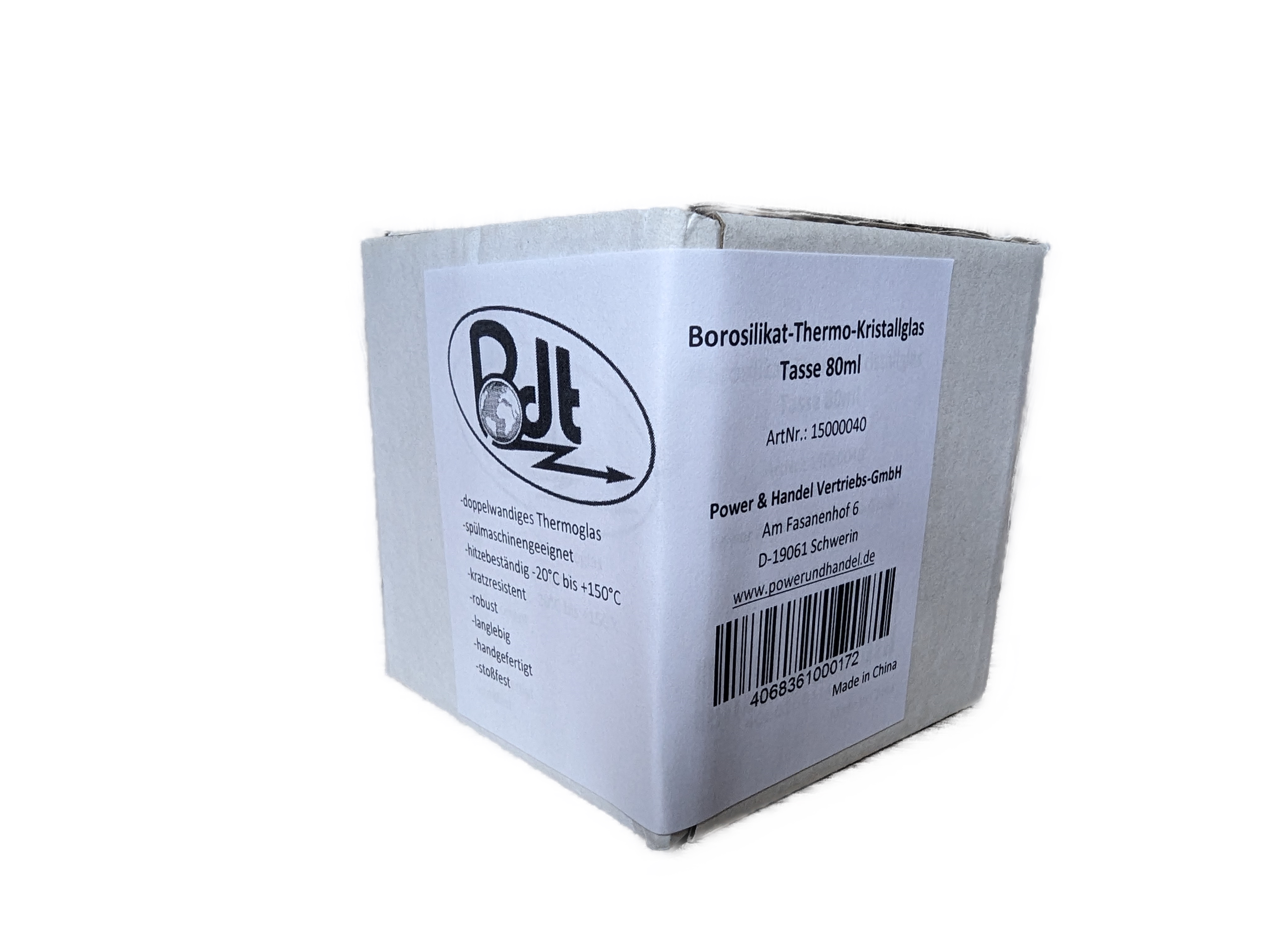Bdt Doppelwandige Thermoglastasse Tasse, Borosilikatglas, 80 ml, spülmaschinengeeignet