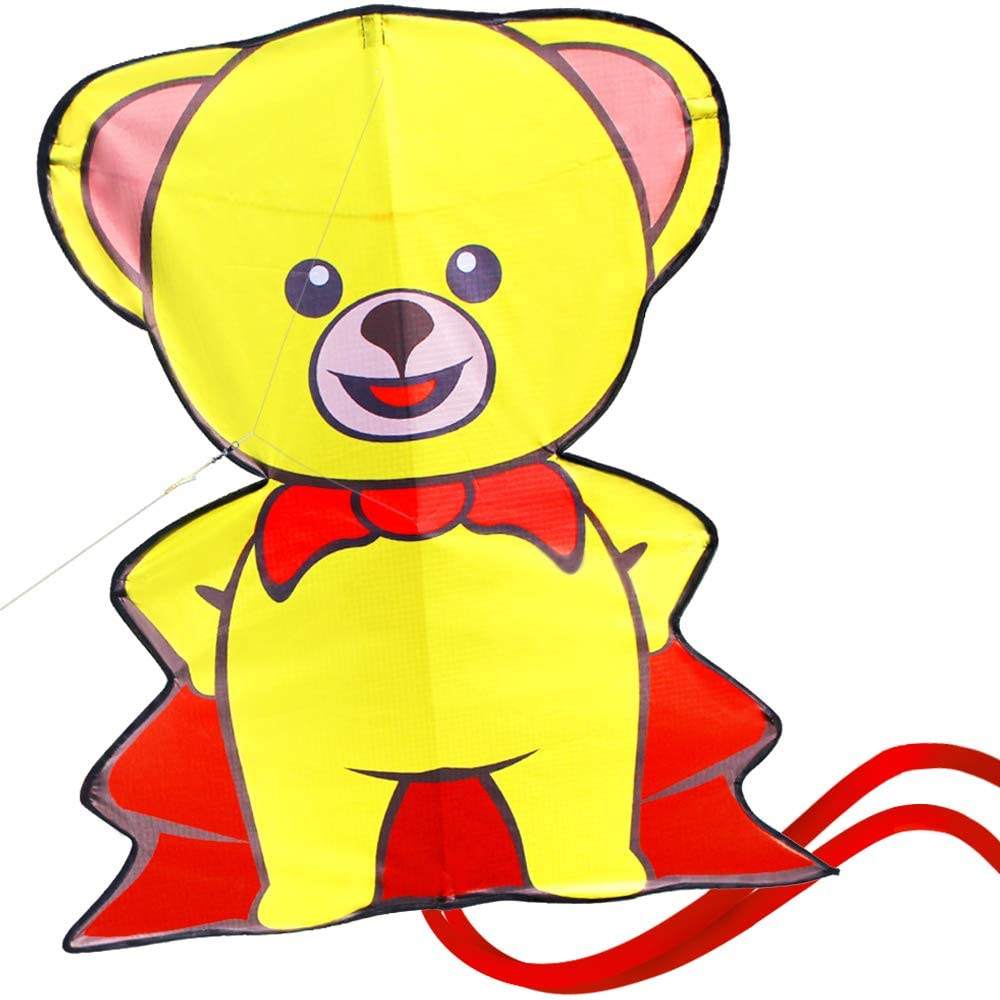 Bdt Drachen, Einleiner, Kite für Kind und Erwachsene *Bär* inkl. 30m Leine, 70x74cm