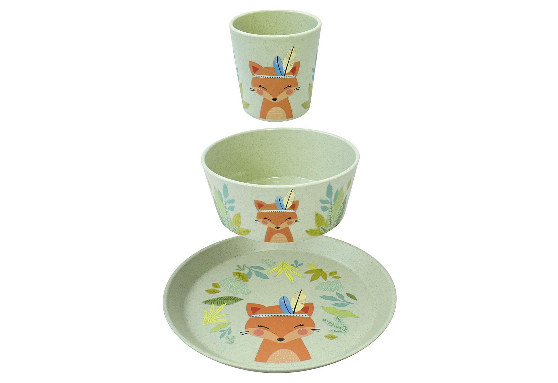 KOZIOL Kindergeschirr 'Fuchs Harry' 3-teilig, Teller, Becher, Schlae