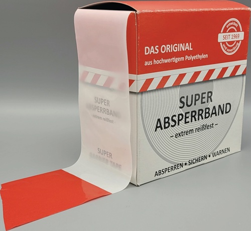 Absperrband L.100m B.80mm rot/weiß geblockt 100m/Karton KELMAPLAST