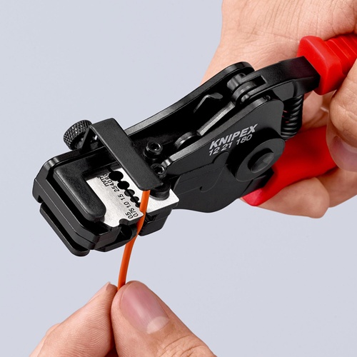 Abisolierzange L.180mm schwarz lack.Ku.-Überzug m.Öffnungsf.KNIPEX