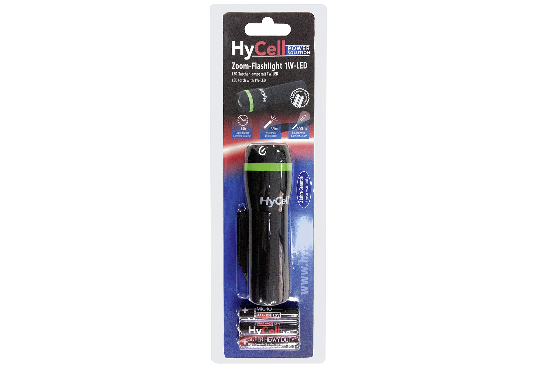 ANSMANN LED Taschenlampe 'Zoom' inkl.3x Micro Batterien, Handschlaufe