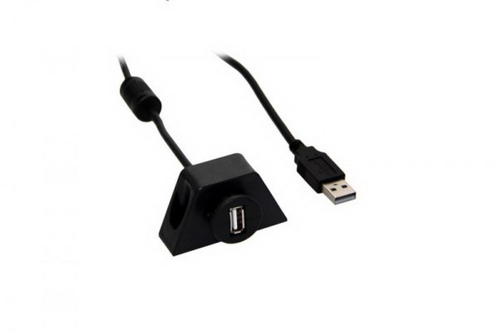Kabel USB 2.0 A (St.) - A (Bu.) 2m (Montagehalterung) black