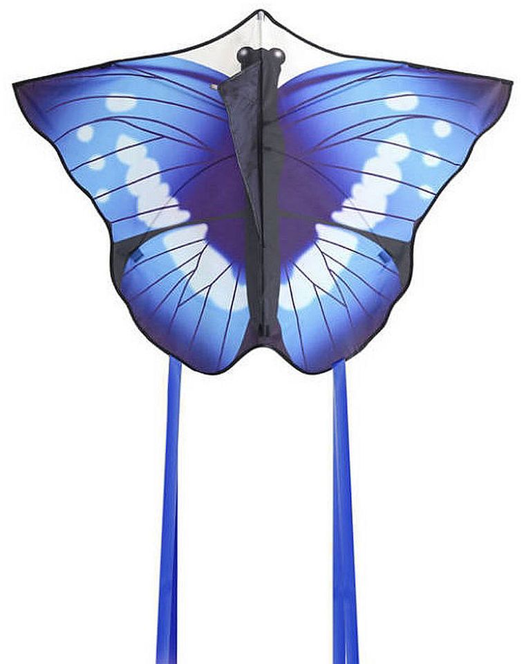 Bdt Drachen, Einleiner, Kite für Kind und Erwachsene *Schmetterling blau* inkl. 30m Leine, 130x85cm