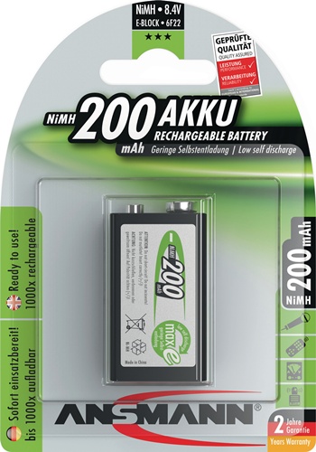 Akkuzelle maxE 8,4 V 200 mAh 9V E-Block HR9V 1 1St./Blister ANSMANN