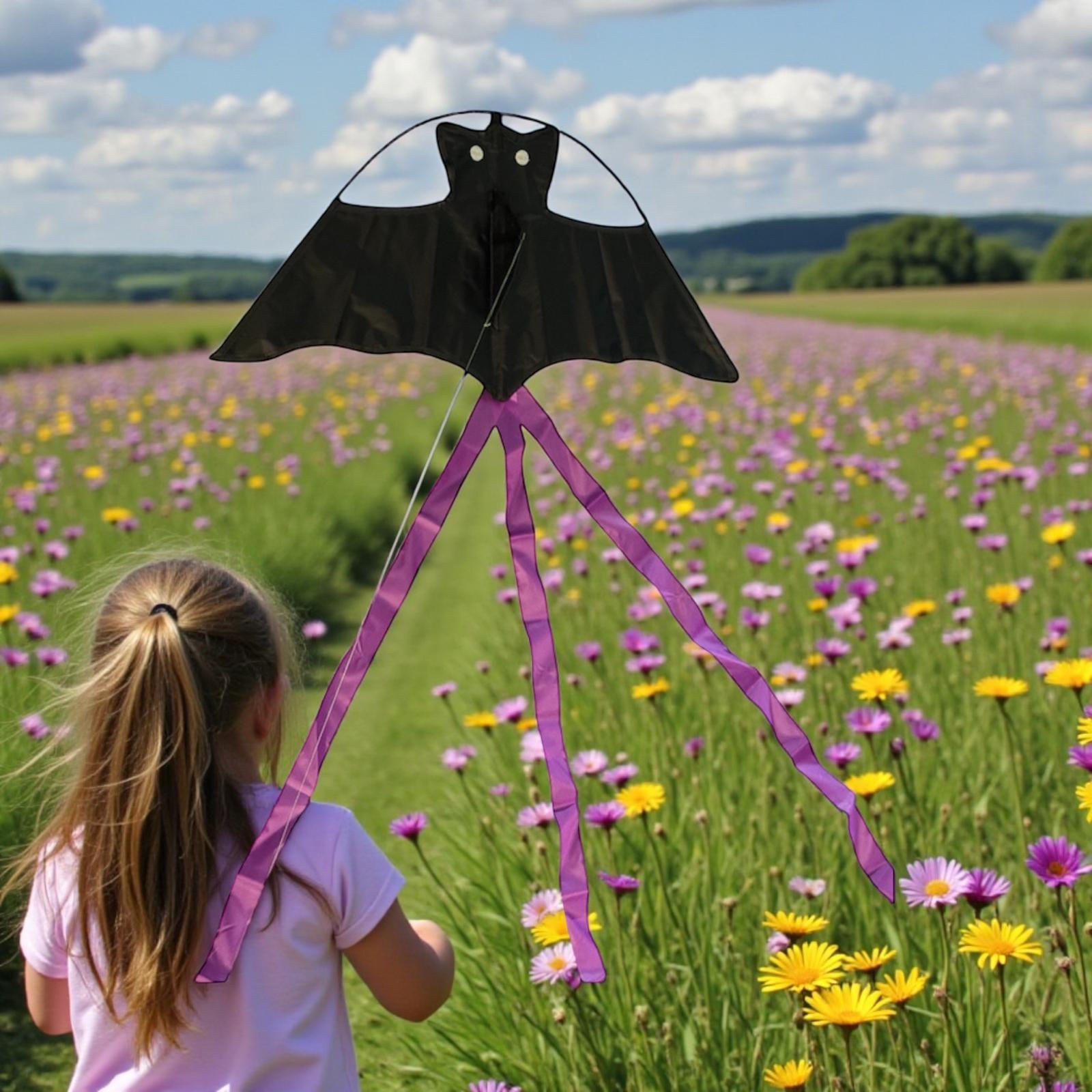 Bdt Drachen, Einleiner, Kite für Kind und Erwachsene *Batkite* inkl. 50m Leine, 60x30cm + 3m Schweif