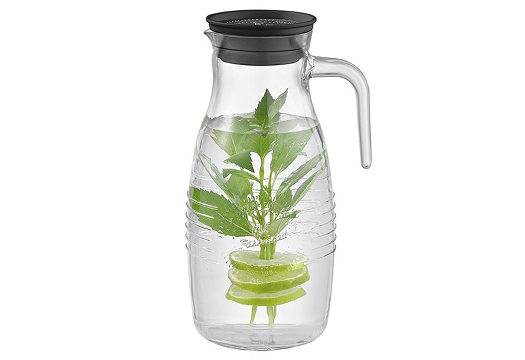 APS Glas Karaffe 'Old Fashioned' 1 Karaffe mit Deckel und Auffangsieb für Kerne oder Eis