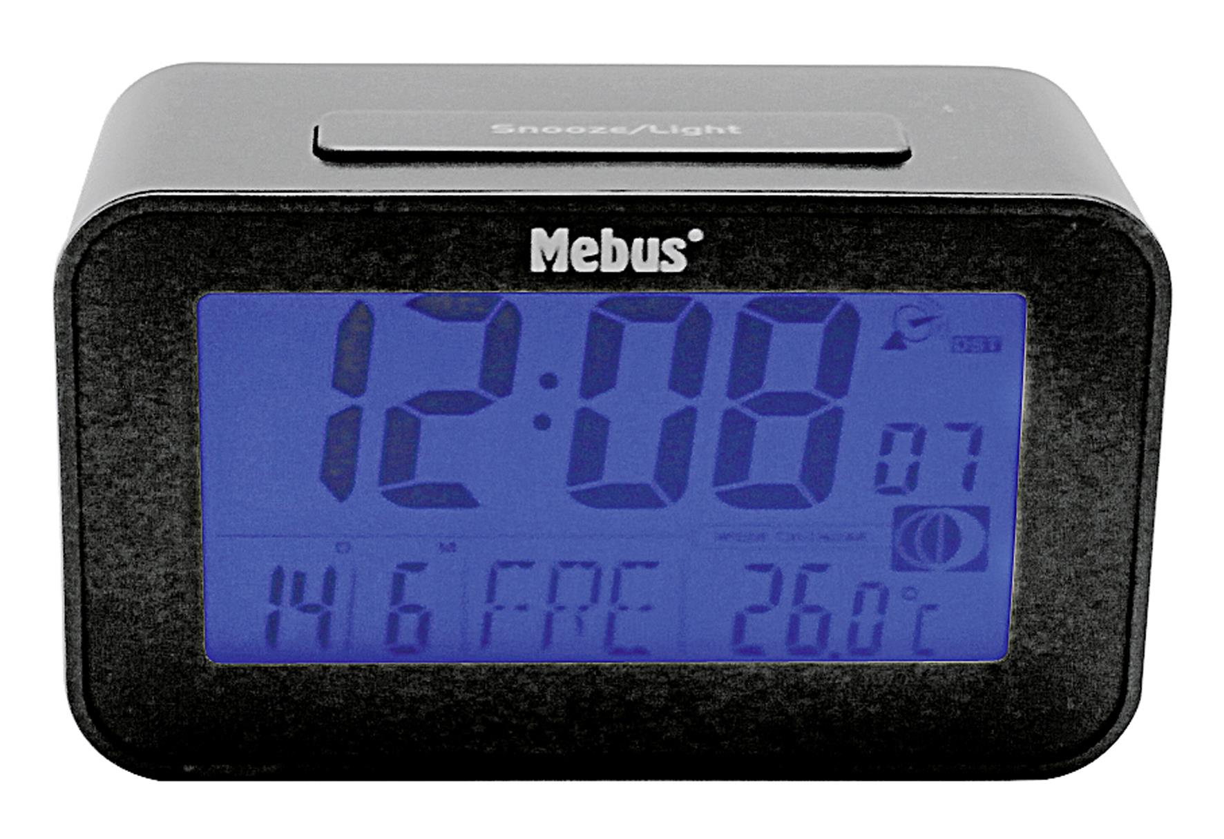 MEBUS Funkwecker digital ohne 2x AAA Batterien 7,1x12x4,8cm anthrazit