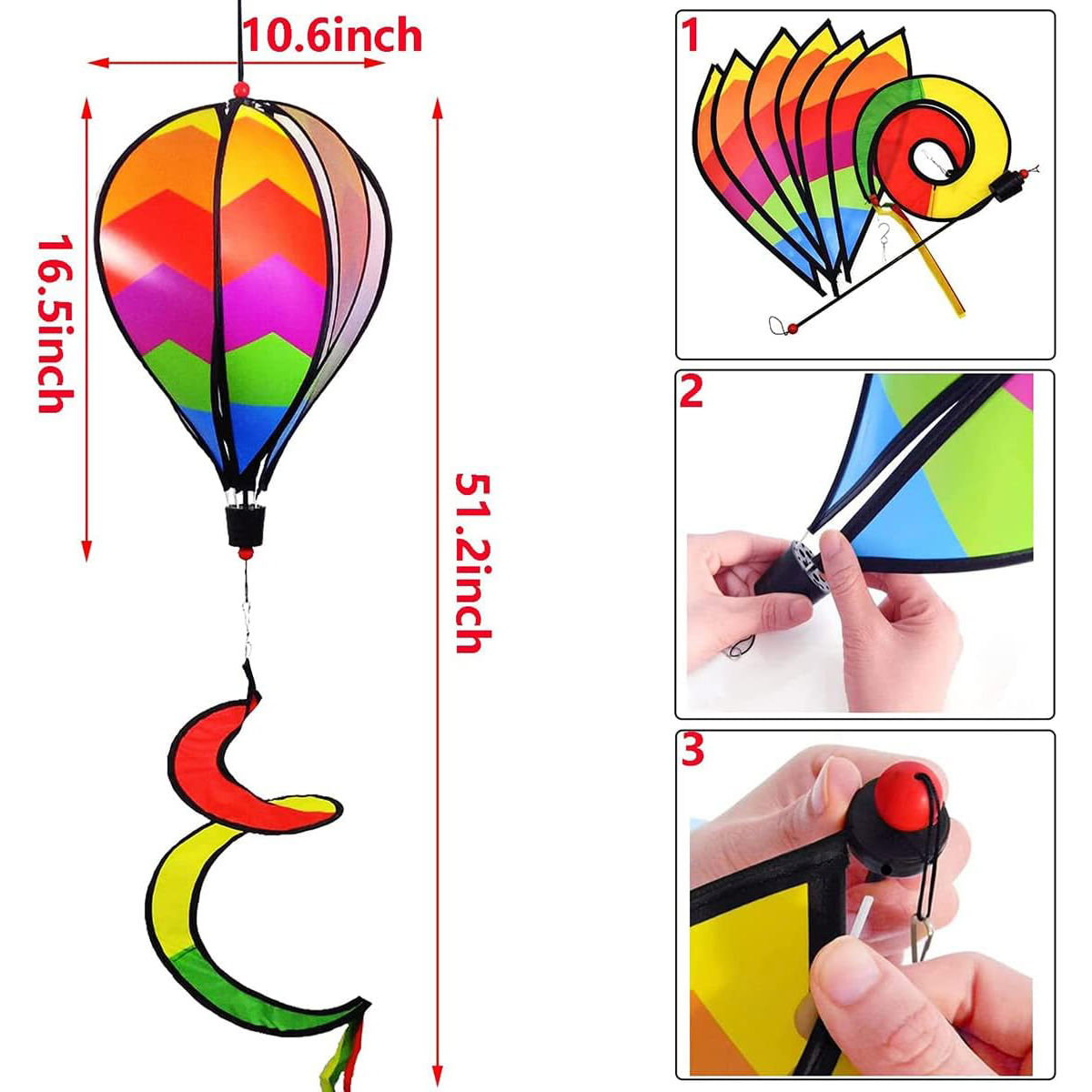 Bdt Rainbow- Ballon- Windspiel mit Spiralschweif ''Design4'', ⌀ 28cm, 110cm Länge Kopie Kopie