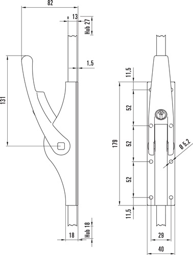 Tortreibriegel PLANO abschl.13mm abschl.Schlaufenanzahl 3 LM hell verz.DENI