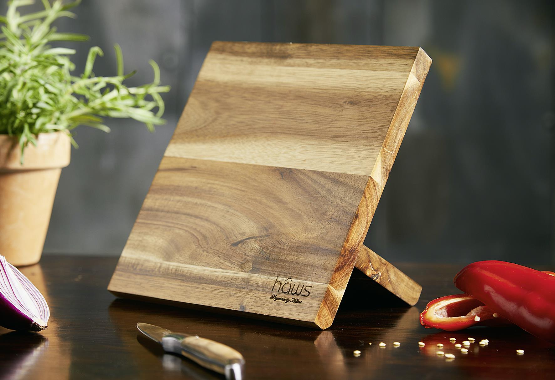 HAWS Messerset mit Magnetblock 'Laguiole' 5-teilig Brotmesser: 19 cm, Kochmesser: 19 cm, Schneidemesser: 19 cm, Santokumesser: 19 cm, Kräutermesser: 8 cm, Magnetblock