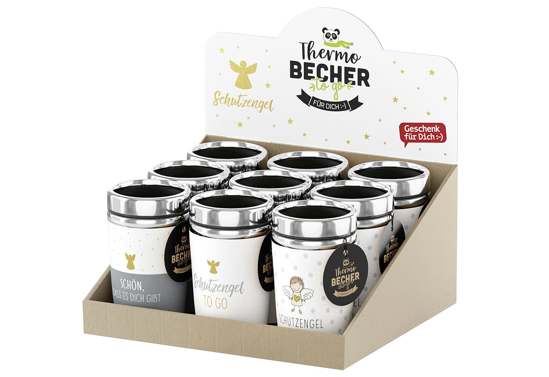 LA VIDA Thermobecher 'Engel' 9er Display 9-teilig, 3 Motive á 3 Stück