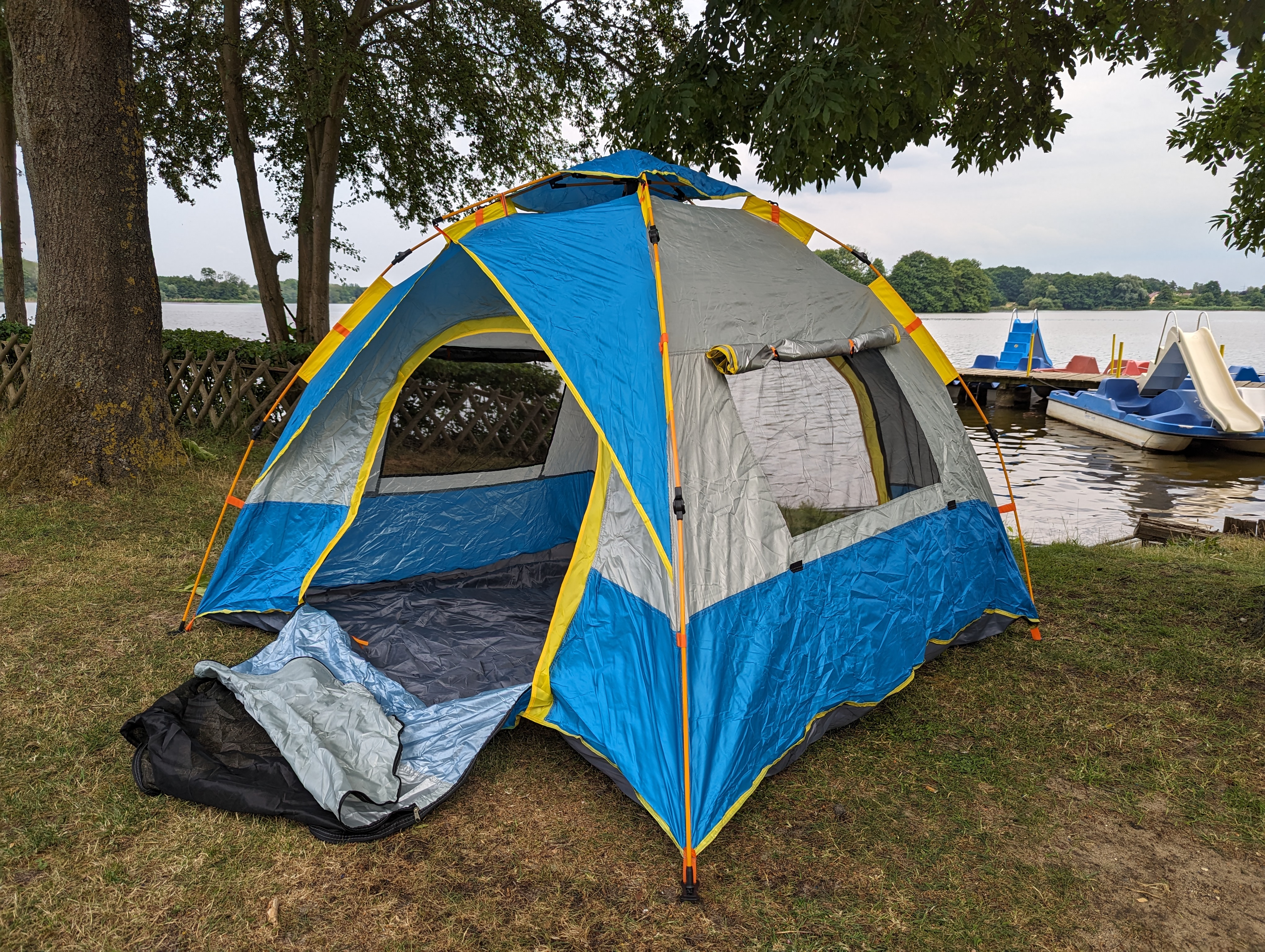 Bdt Pop Up Automatik Zelt 2-3 Personen Kornblumenblau