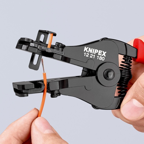 Abisolierzange L.180mm schwarz lack.Ku.-Überzug m.Öffnungsf.KNIPEX