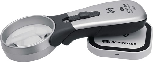 Handleuchtlupe Tech-Line Induktion Vergr.4x LED Linsen-Ø 55mm SCHWEIZER