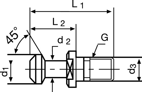 Anzugsbolzen JIS B 6339 BT40 m.Bohr.45 Grad PROMAT