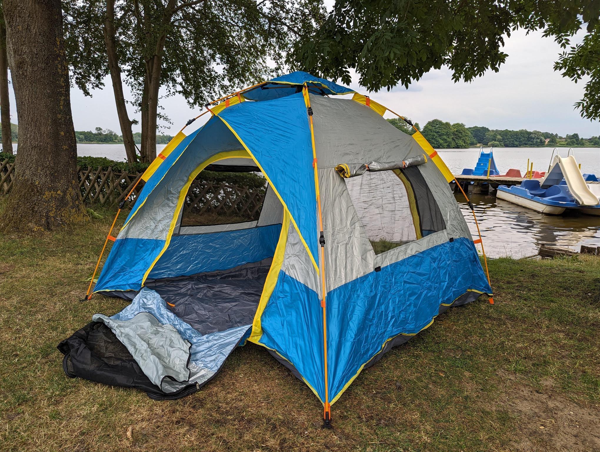 Bdt Pop Up Automatik Zelt 2-3 Personen Kornblumenblau