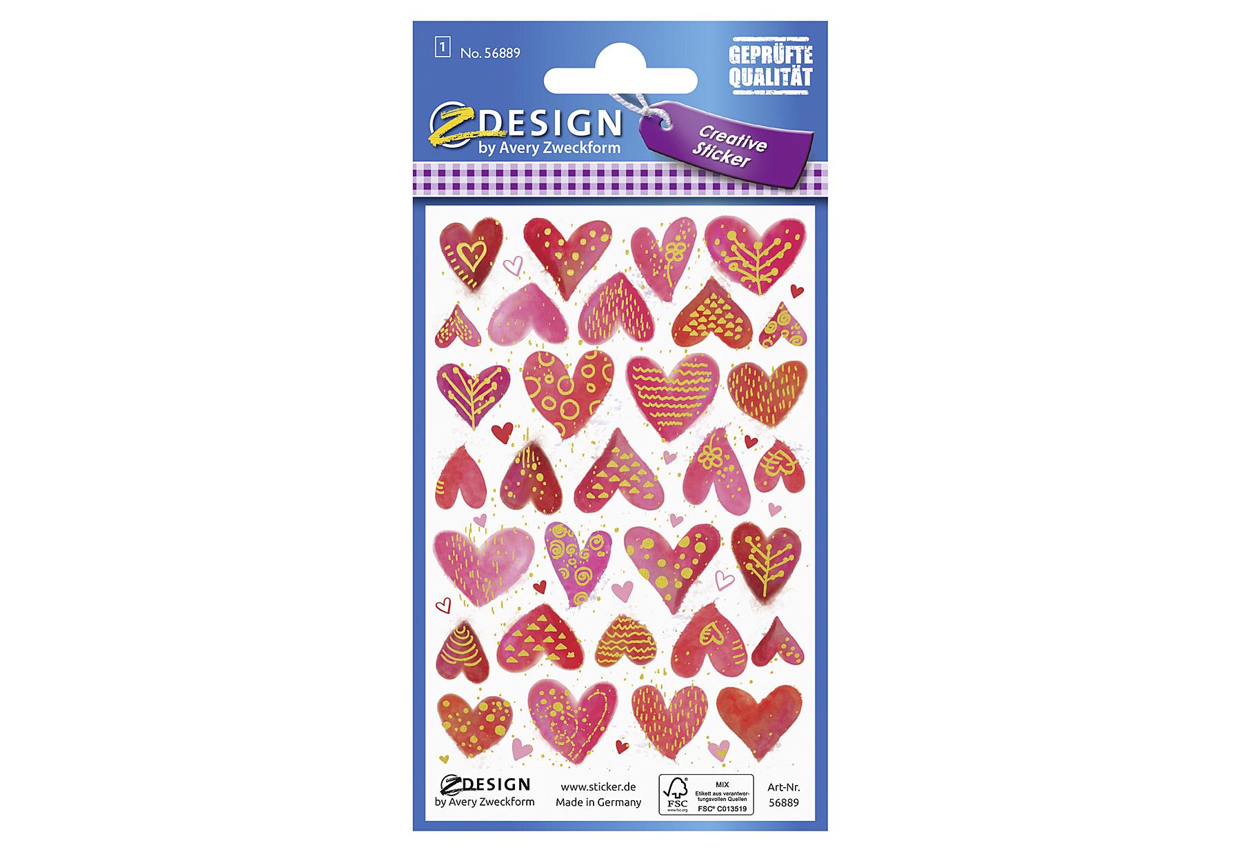 AVERY ZWECKFORM Sticker Herzen Papier 56889 - VPE: 10