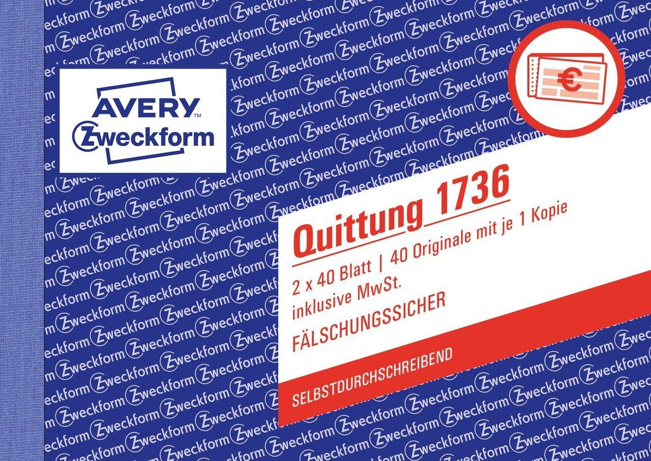 AVERY ZWECKFORM Quittung A6 SD 2x40 Blatt - VPE: 20