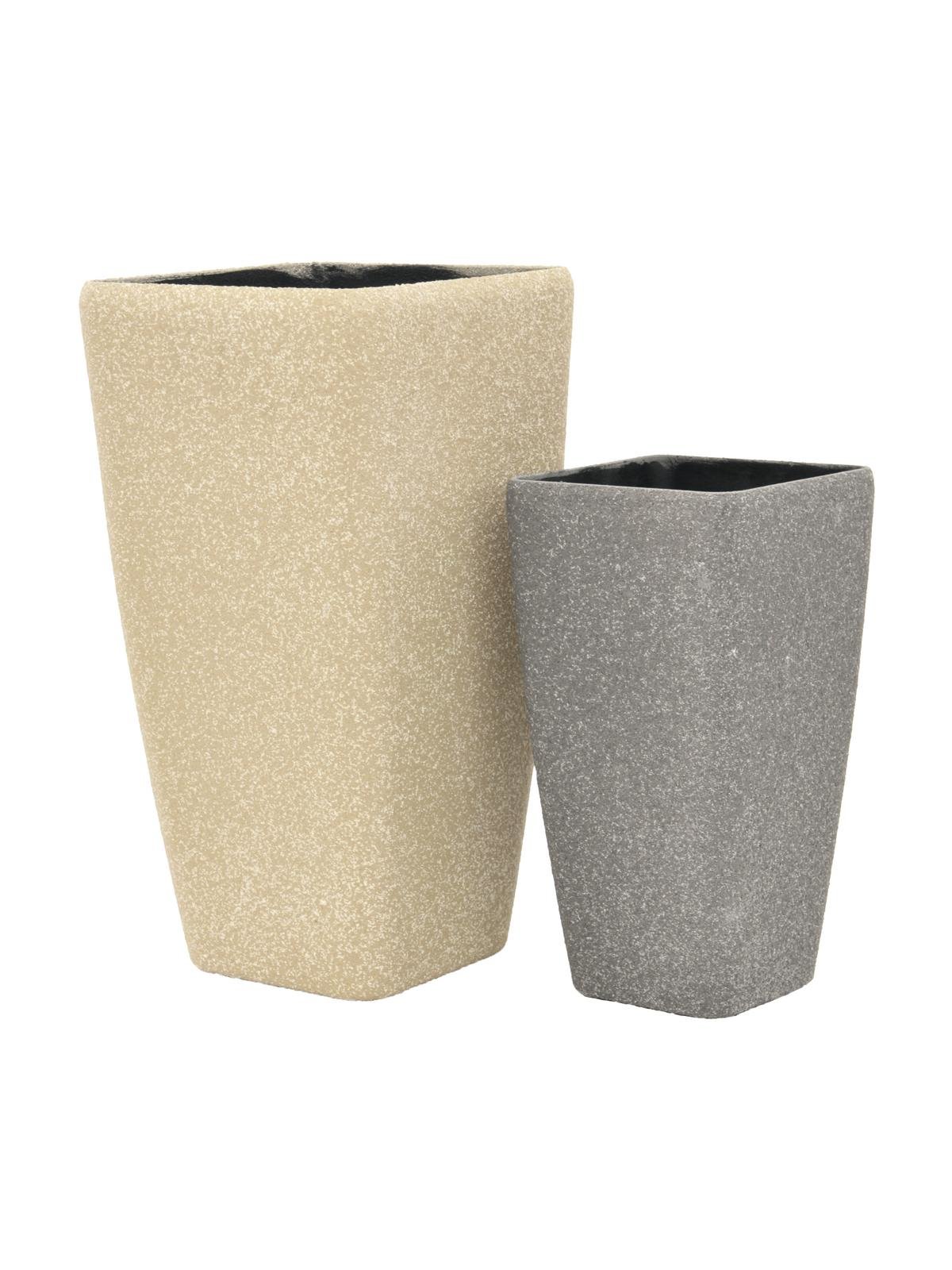 EUROPALMS Dekotopf STONA-41, kubisch, beige