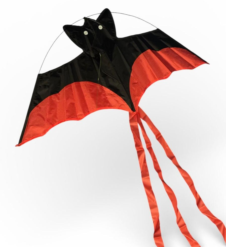 Bdt Drachen, Einleiner, Kite für Kind und Erwachsene *Vampir* inkl. 50m Leine, 90x40cm + 3m Schweif